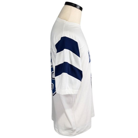 Vintage Liki Liki Hawaii 86 T-Shirt Medium White & Navy Striped Sleeves 90's - Picture 3 of 7